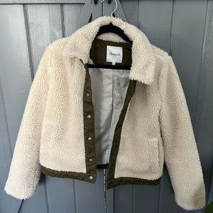Madewell Portland Cozy Ivory Sherpa Short Coat Jacket Teddy White M